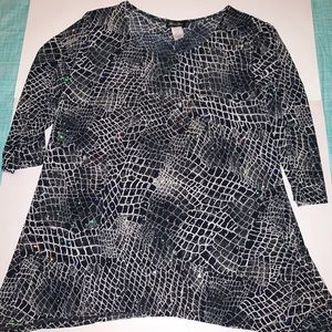 Brittany Black snake skin shiny black top. XL